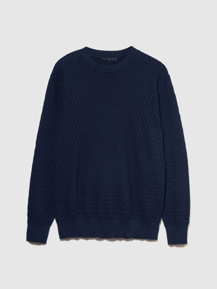Solid colored sweater - men's crew neck sweaters - Dark Blue | Sisley image number 6